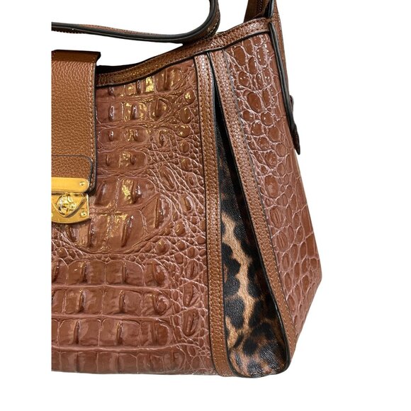 MC Marc Chantal Hobo Croco-Embossed Kayden Brown Shoulder Bag With Tassel Accent - Picture 5 of 9